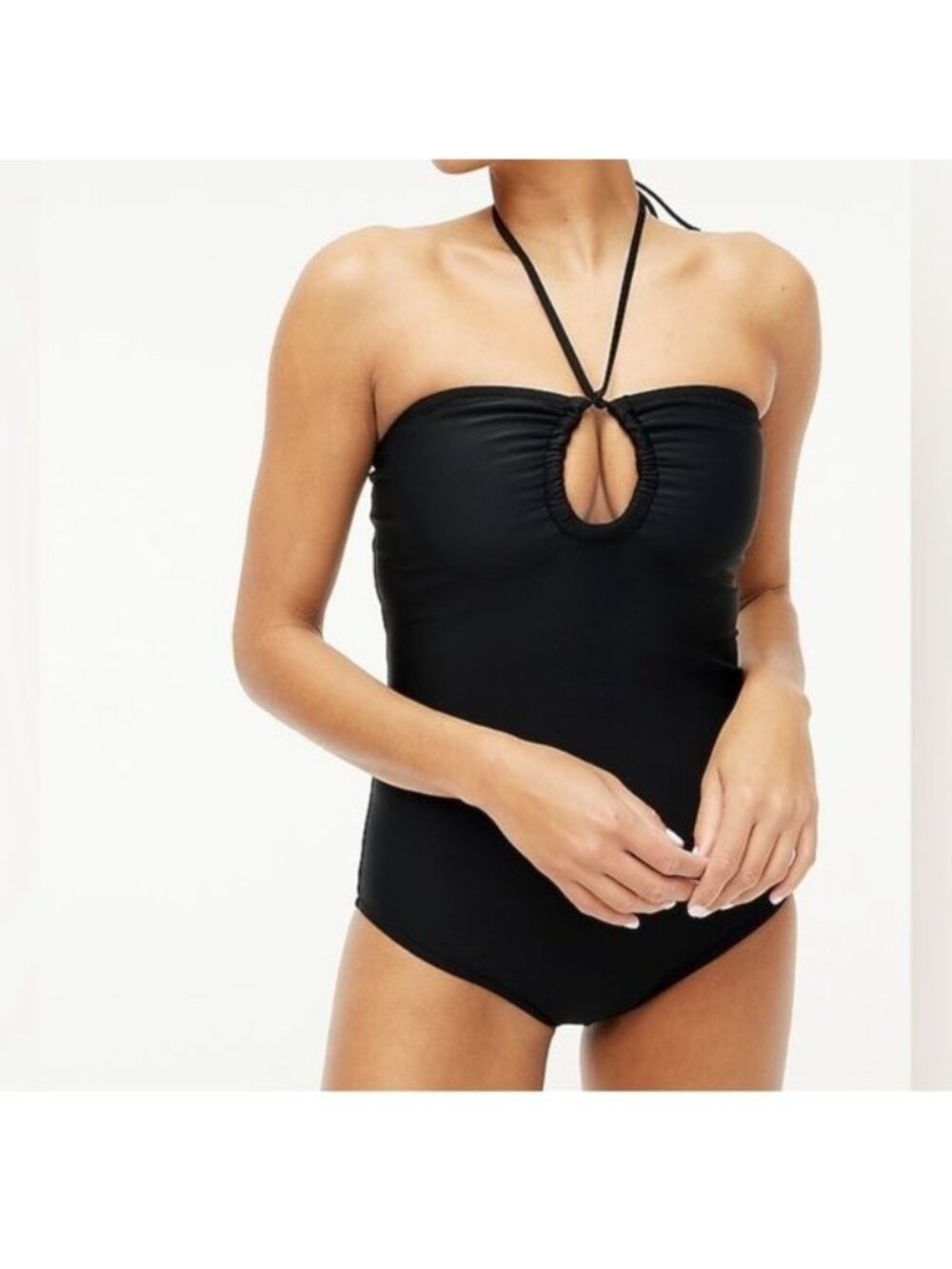 J crew factory women’s swimsuit size 3X one piece black tie neck style bp428 NWT